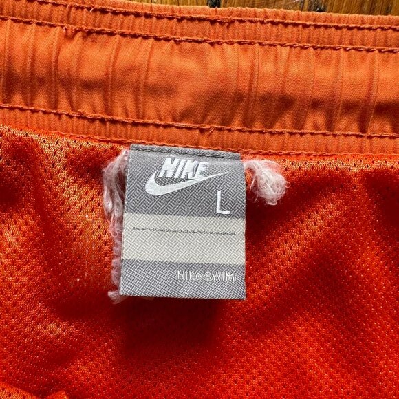 Vintage Y2K Nike Swim Trunks Lined Size L Men Orange White Embroidered‎ Logo - Picture 4 of 7
